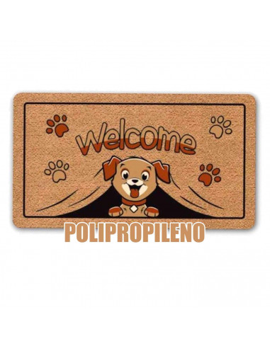 Tradineur - Felpudo Welcome Perro - Fabricado en Polipropileno - Ideal para dar la bienvenida a tus amigos en tu hogar - Antides