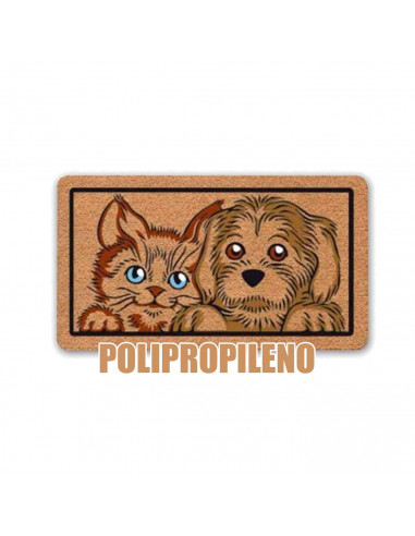 Tradineur - Felpudo Welcome Perro y Gato - Fabricado en Polipropileno - Ideal para dar la bienvenida a tus amigos en tu hogar -