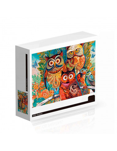 Tradineur - Puzzle/Rompecabezas de 1000 piezas - Diseño de Búhos - Fabricación en cartón - Tamaño: 50 x 75 cm