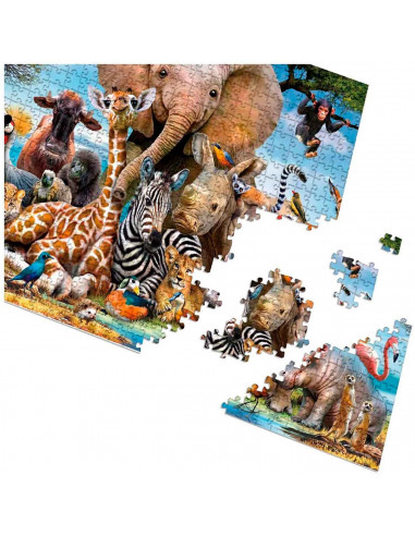 Tradineur - Puzzle/Rompecabezas de 1000 piezas - Diseño de Animales - Fabricación en cartón - Tamaño: 50 x 75 cm