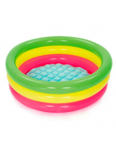 Tradineur - Piscina hinchable infantil, 3 aros, vinilo resistente, válvula de seguridad, 3 cámaras de aire. Multicolor. 70 x 24