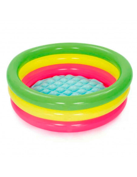 Tradineur - Piscina hinchable infantil, 3 aros, vinilo resistente, válvula de seguridad, 3 cámaras de aire. Multicolor. 70 x 24