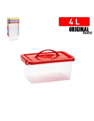 Plastic Forte - Caja de plástico con tapa de color surtido y asa, de 29  x 18,5  x 13 cm, 4 litrosl. Baúl con tapa para organiza