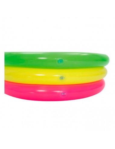 Tradineur - Piscina hinchable infantil, 3 aros, vinilo resistente, válvula de seguridad, 3 cámaras de aire. Multicolor. 70 x 24
