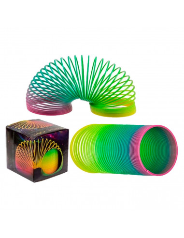 Tradineur - Muelle Arcoíris - Colores Brillantes - Ideal para el antiestrés, regalo para niños, premios de clases, Ø 6,5 cm