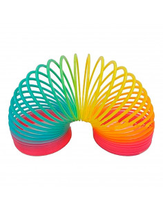 Tradineur - Muelle Arcoíris - Colores Brillantes - Ideal para el antiestrés, regalo para niños, premios de clases. - 15 x 5 cm
