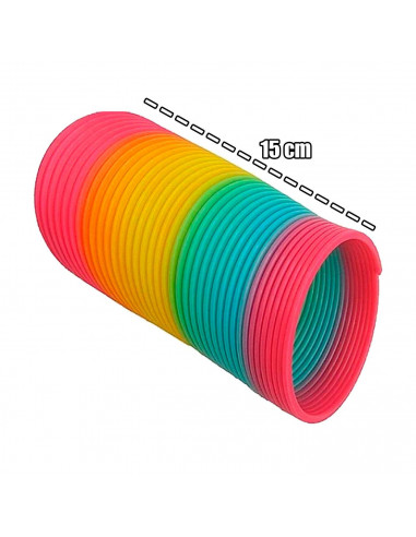 Tradineur - Muelle Arcoíris - Colores Brillantes - Ideal para el antiestrés, regalo para niños, premios de clases. - 15 x 5 cm