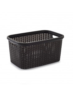 Plastic Forte - Cesta para la colada de plástico con asas 53 x 26 x 36 cm, modelo rattan, 35 litros, cesto para prendas ropa, la