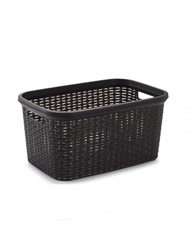 Plastic Forte - Cesta para la colada de plástico con asas 53 x 26 x 36 cm, modelo rattan, 35 litros, cesto para prendas ropa, la