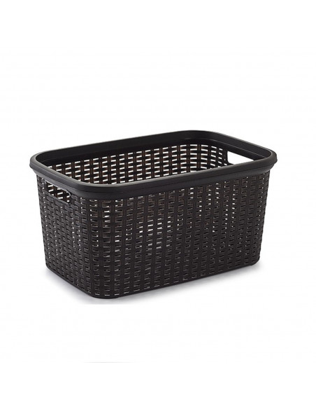 Plastic Forte - Cesta para la colada de plástico con asas 53 x 26 x 36 cm, modelo rattan, 35 litros, cesto para prendas ropa, la
