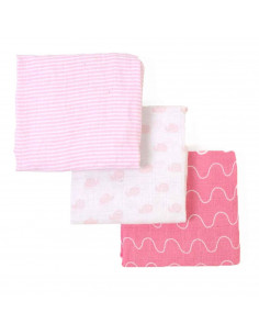Tradineur - Pack de Muselinas para bebé - Muselinas para Bebés Recién Nacidos - 100% Algodón - Diseñado para niña - 80 x 70 cm