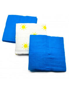 Tradineur - Pack de Muselinas para bebé - Muselinas para Bebés Recién Nacidos - 100% Algodón - Diseño para niño - 80 x 70 cm