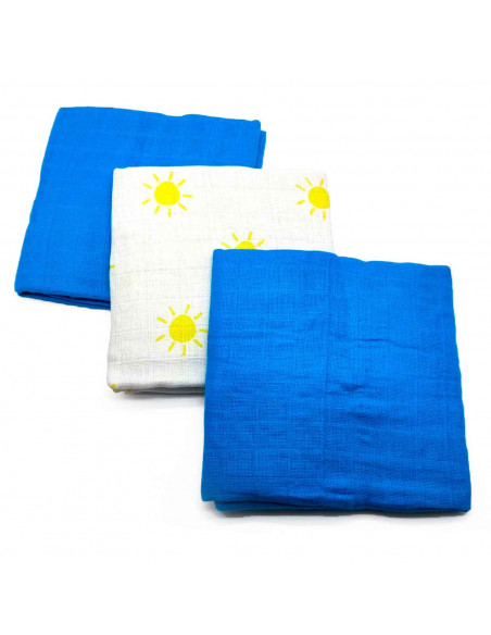 Tradineur - Pack de Muselinas para bebé - Muselinas para Bebés Recién Nacidos - 100% Algodón - Diseño para niño - 80 x 70 cm
