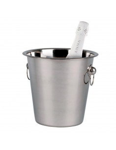Tradineur - Cubitera champán con asas acero inoxidable 21.5 x 20.7 cm, champanera, cubo metálico para hielo, mantener bebidas fr