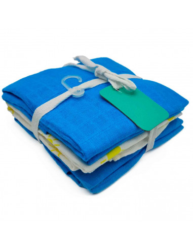 Tradineur - Pack de Muselinas para bebé - Muselinas para Bebés Recién Nacidos - 100% Algodón - Diseño para niño - 80 x 70 cm
