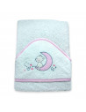 Tradineur - Capa/Toalla de baño para bebé - Diseño de osito en luna - Garantiza el confort del bebé - 100 x 100 cm - Color Rosa