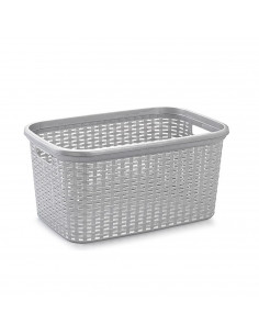 Plastic Forte - Cesta colada de plástico con asas 53 x 26 x 36 cm, modelo rattan, 35 litros, cesto para prendas ropa, lavandería