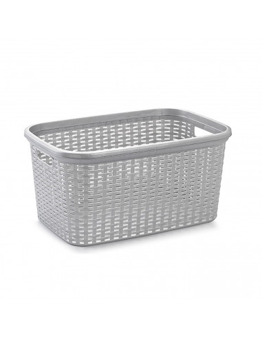 Plastic Forte - Cesta colada de plástico con asas 53 x 26 x 36 cm, modelo rattan, 35 litros, cesto para prendas ropa, lavandería