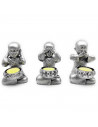 Tradineur - Pack 3 Figuras de Budas sentados con portavelas, monjes decorativos de resina con vela, regalo original, meditación,