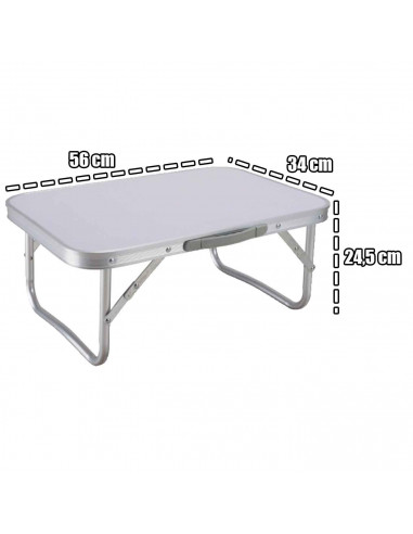 Tradineur - Mesa plegable metálica para playa, camping, incluye asa de transporte y patas plegables, ligera, portátil - Color Su