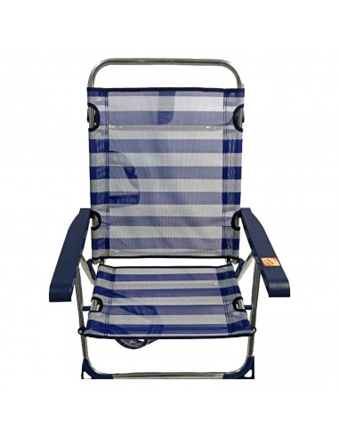 Tradineur - Tumbona plegable playa piscina posiciones regulables - Fabricado en aluminio - Color azul y blanco - 79 x 60 x 61 cm