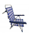 Tradineur - Tumbona plegable playa piscina posiciones regulables - Fabricado en aluminio - Color azul y blanco - 79 x 60 x 61 cm