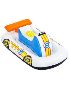 Tradineur - Coche deportivo hinchable infantil para piscina, vehículo acuático inflable flotante para niños, incluye parche de r