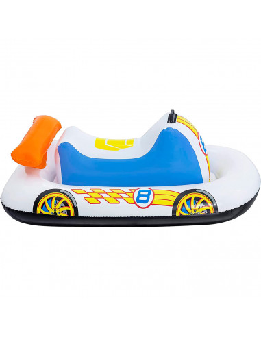 Tradineur - Coche deportivo hinchable infantil para piscina, vehículo acuático inflable flotante para niños, incluye parche de r