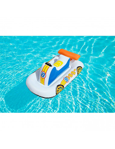 Tradineur - Coche deportivo hinchable infantil para piscina, vehículo acuático inflable flotante para niños, incluye parche de r