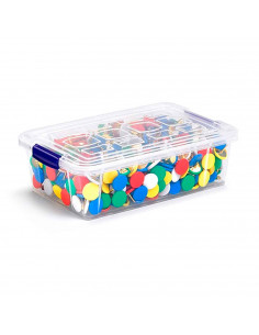 Tradineur - Mini Caja de ordenación de plástico transparente. Contenedor para almacenar botones, hilo o alimentos. Capacidad 200
