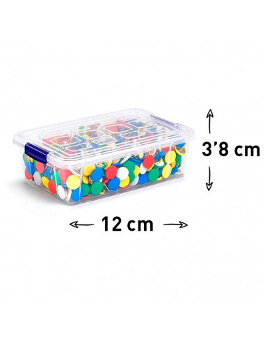 Tradineur - Mini Caja de ordenación de plástico transparente. Contenedor para almacenar botones, hilo o alimentos. Capacidad 200