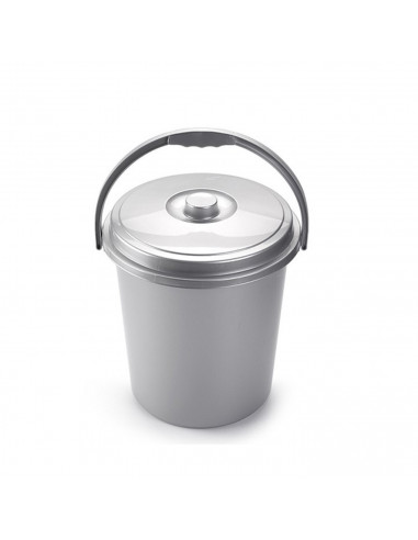 Tradineur - Cubo redondo de plástico con tapa 21 litros, contenedor, recipiente multiusos, 37 x 34 x 40 cm, almacenamiento de ba