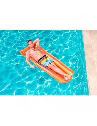 Tradineur - Colchoneta hinchable para adultos, tumbona inflable, flotador con reposacabezas, natación, playa y piscina, verano,
