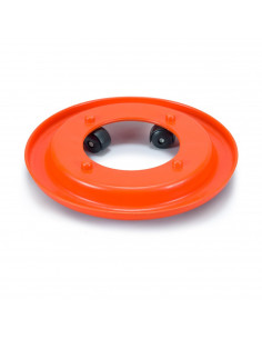 Portabombonas de butano de color naranja y de 32,5 cm de diámetro y 5,5 cm de alto con 4 ruedas, Soporte para bombonas con rueda