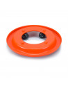 Portabombonas de butano de color naranja y de 32,5 cm de diámetro y 5,5 cm de alto con 4 ruedas, Soporte para bombonas con rueda