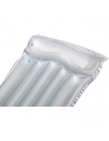 Tradineur - Colchoneta hinchable para adultos, tumbona inflable, flotador con reposacabezas, natación, playa y piscina, verano,