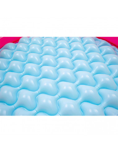 Tradineur - Piscina hinchable infantil con 3 anillos de colores, suelo suave y parche de reparación, inflables de verano (221 li