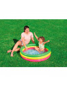 Tradineur - Piscina hinchable infantil con 3 anillos de colores, suelo suave y parche de reparación, inflables de verano (221 li