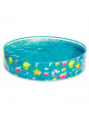 Tradineur - Piscina infantil rígida, diseño animales marinos, PVC y vinilo, incluye parche de reparación, niños, verano (277 lit