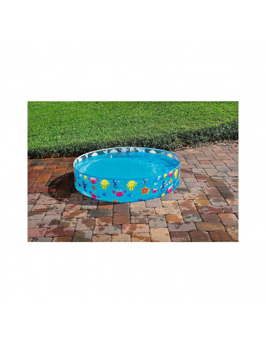 Tradineur - Piscina infantil rígida, diseño animales marinos, PVC y vinilo, incluye parche de reparación, niños, verano (277 lit