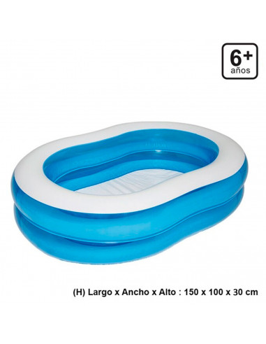 Tradineur - Piscina hinchable infantil ovalada con válvula de seguridad y parche de reparación, inflables de verano (150 litros,