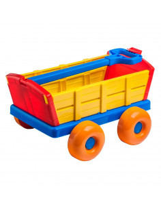 Tradineur - Carreta de arrastre - Fabricado en plástico - Gran capacidad - Juguete para jugar en cualquier superficie - 24 x 34