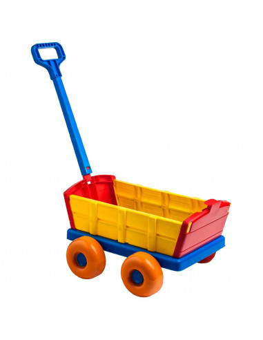 Tradineur - Carreta de arrastre - Fabricado en plástico - Gran capacidad - Juguete para jugar en cualquier superficie - 24 x 34