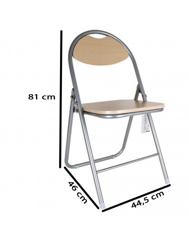 Tradineur - Silla plegable metálica con asiento y respaldo de madera, conteras antideslizantes, reposapiés, jardín, camping, hog