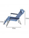 Tradineur - Tumbona plegable playa piscina posiciones regulables - Fabricado en aluminio y poliéster - Color azul y blanco - 80