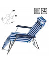 Tradineur - Tumbona plegable playa piscina posiciones regulables - Fabricado en aluminio y poliéster - Color azul y blanco - 80
