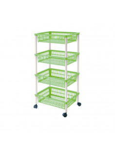 Carro verdulero verde con ruedas 4 cestas 85 x 39,5 x 29,5 cm . Carrito portaobjetos estantes multiusos para organizar los espac