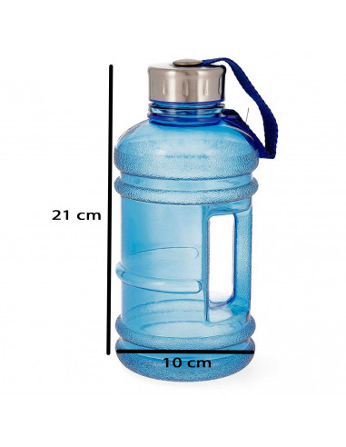 Tradineur - Botella de plástico con asa, garrafa, bidón agua sin BPA, a prueba de fugas, senderismo, acampada, fitness, gimnasio