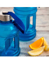 Tradineur - Botella de plástico con asa, garrafa, bidón agua sin BPA, a prueba de fugas, senderismo, acampada, fitness, gimnasio