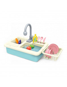 Tradineur - Set fregadero de cocina - Fabricado en plástico resistente - Incluye: fregadero, tazas, bowls, teteras, entre otros.